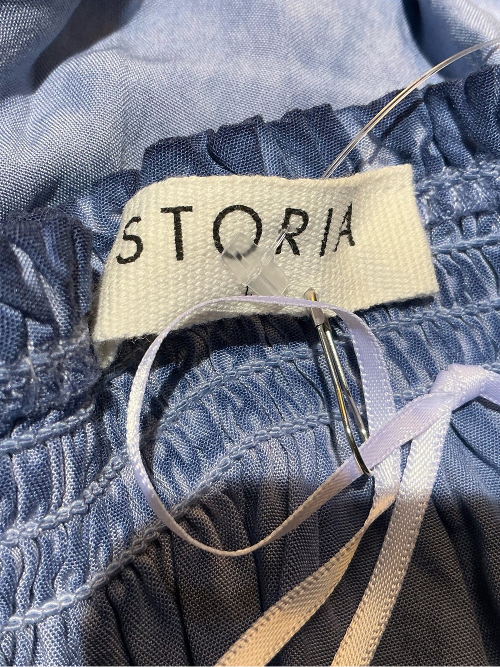 Anothropologie Storia Dress Blue Tie Dye Smocked Strapless Beach Vacation Boho L - Picture 7 of 8
